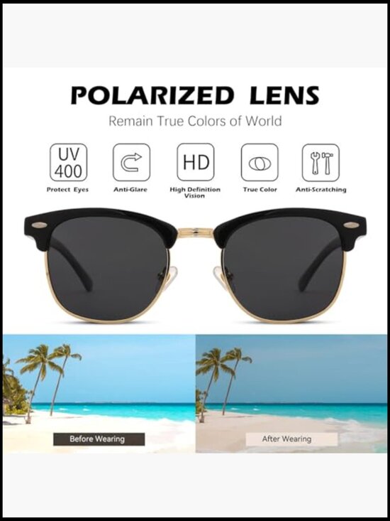 Semi-Rimless Polarized UV 400 Protection Sunglasses for Women Men main image 7